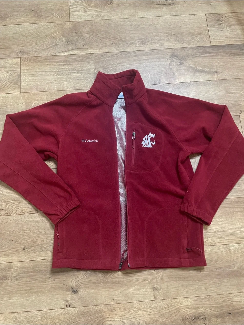 Columbia Red Full-Zip Fleece Jacket with     WSU Cougars logo size Small